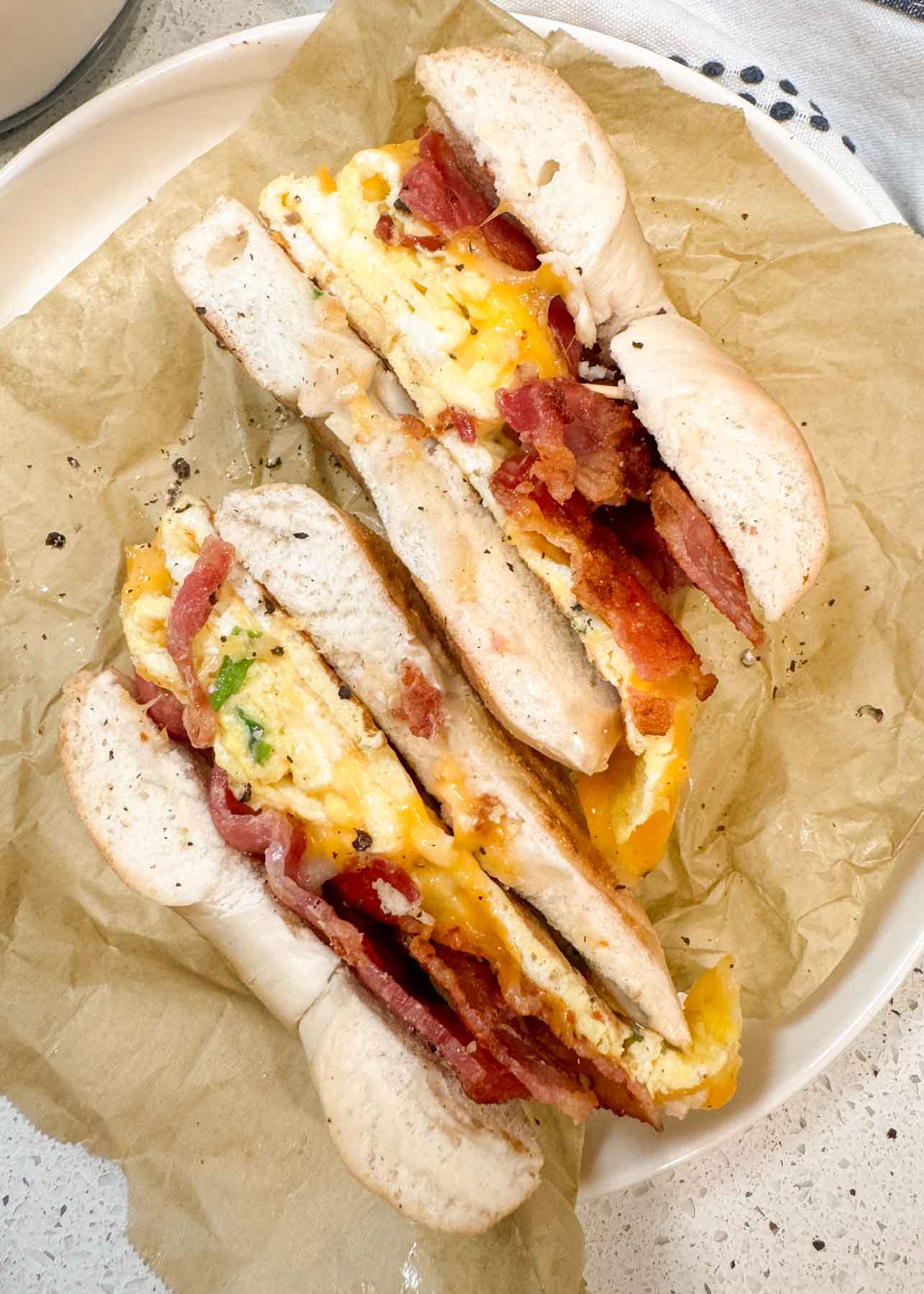 Bacon Egg and Cheese Bagel Sandwich