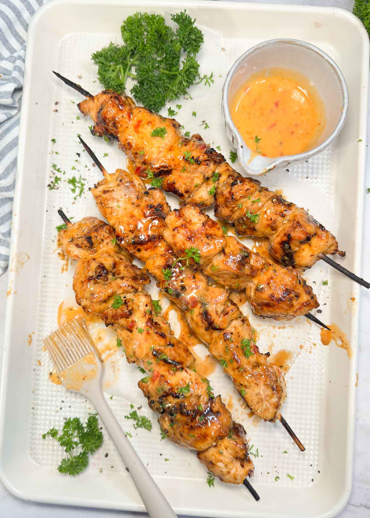 Grilled Bang Bang Chicken Skewers