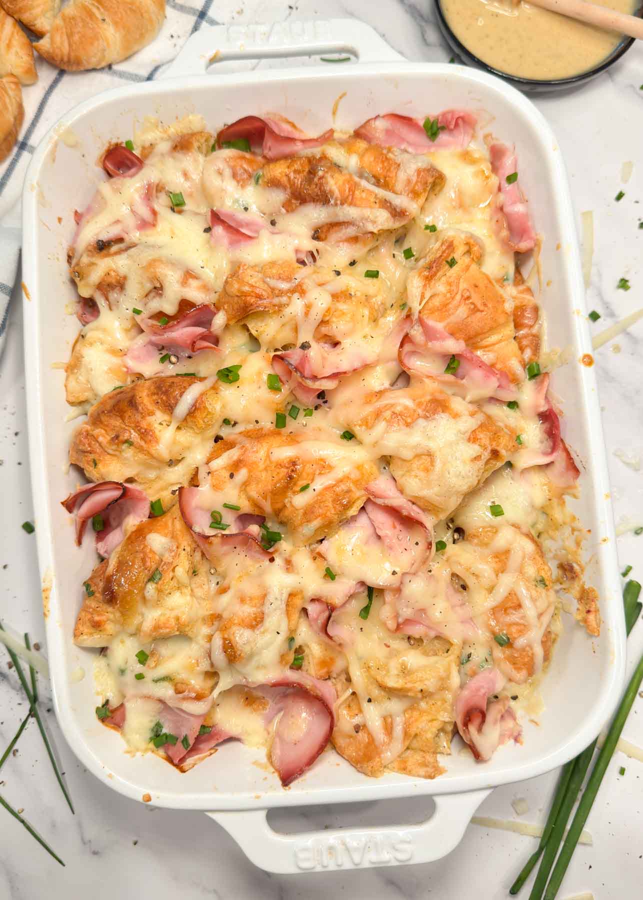 Ham & Cheese Croissant Breakfast Casserole