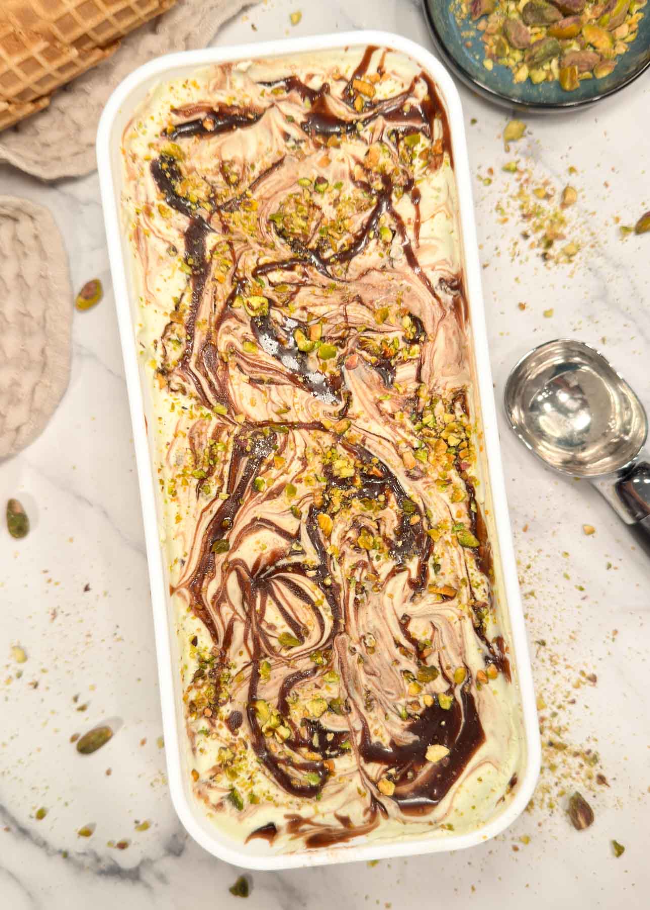 Chocolate Swirl Pistachio Ice Cream